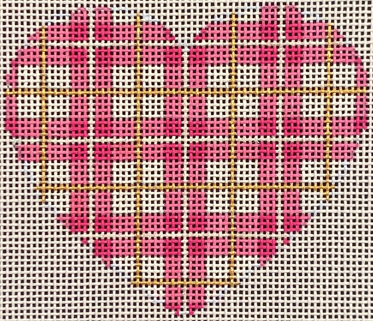 Pink/Gold Plaid Heart