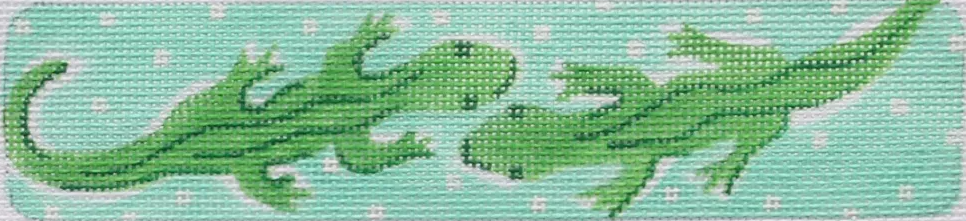 Cuff/Bookmark – Lilly-inspired Alligators & Polka Dots – Caribbean aqua & greens