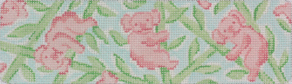 Cuff/Bookmark – Lilly-inspired Koala Bears – corals & greens on light blue