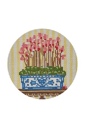 Pastel Floral Round - Vintage Canvas (Fully Stitched) — Stitching Fox