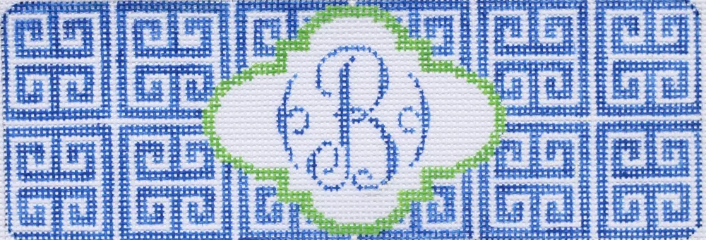 Insert – Greek Key w/ Monogram Space - blue & green