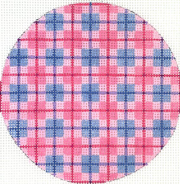 4” Round – Madras Plaid – pinks & periwinkles