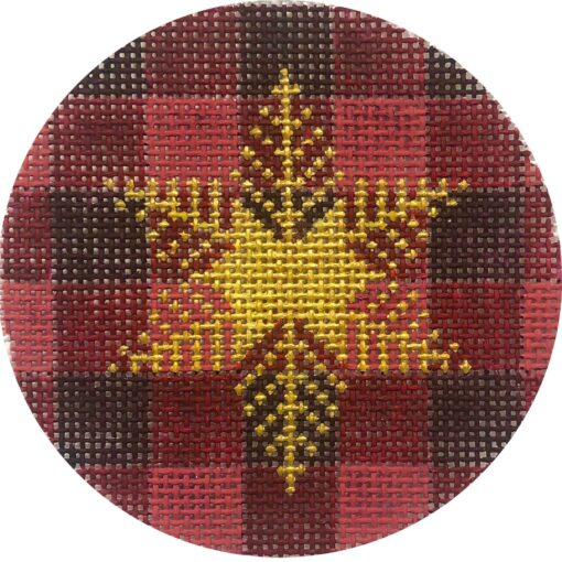 Gold Snowflake on Plaid